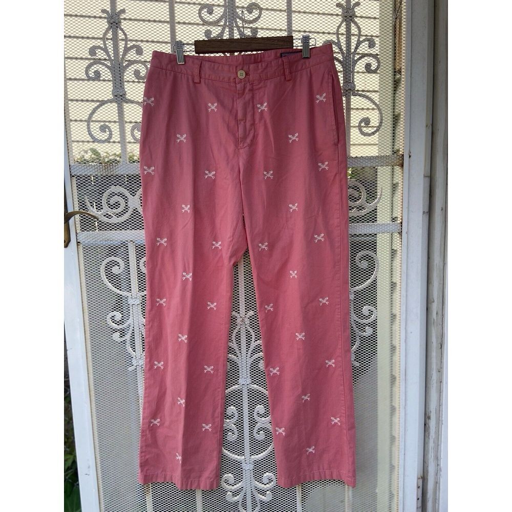 Vineyard Vines‎ Zip Flat Front Cotton Club Pants Men's 33 X 32 Pink Bonefish